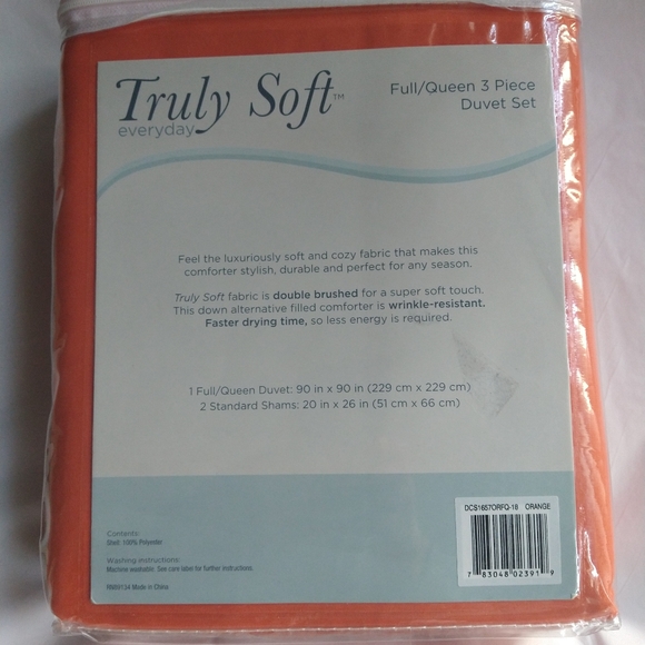 Truly Soft Everyday 3-Piece Full/Queen Duvet Cover Set in Orange - Picture 4 of 6